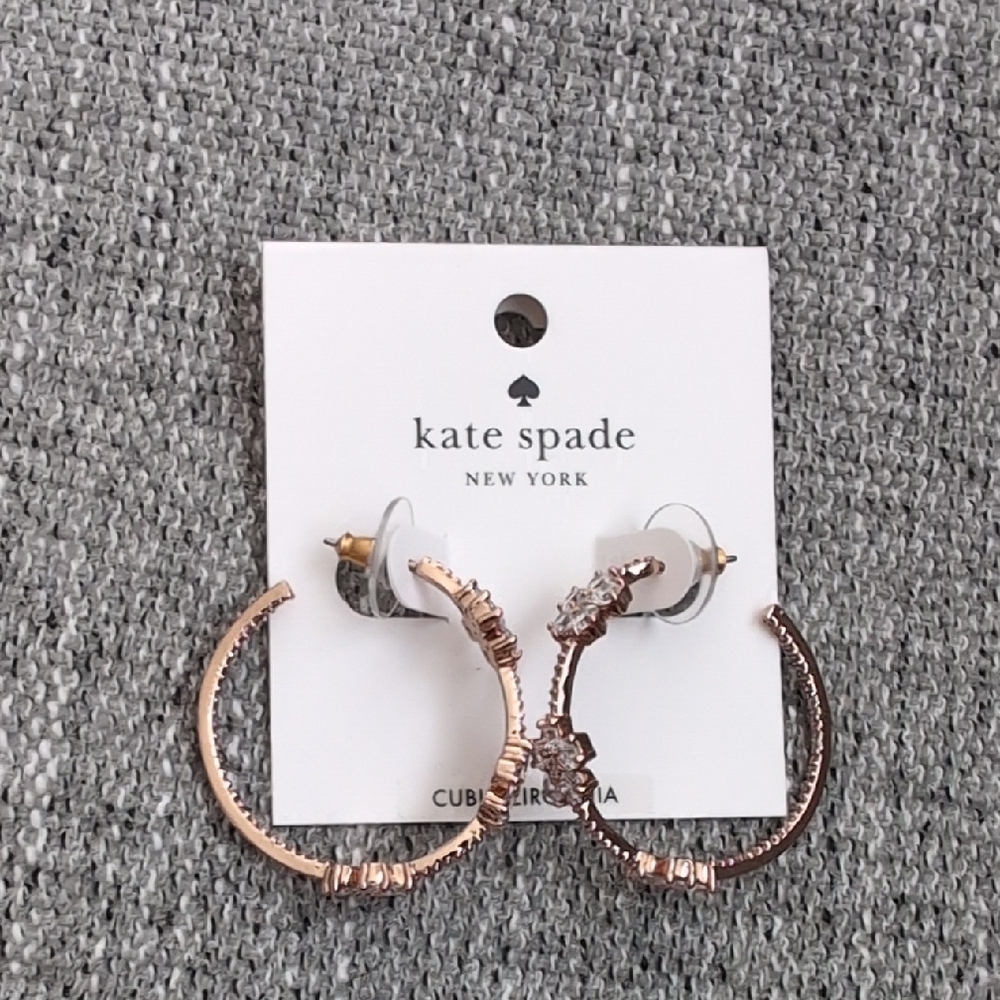 Kate Spade - Rose Gold Cubic Zirconia Hoops NWT
